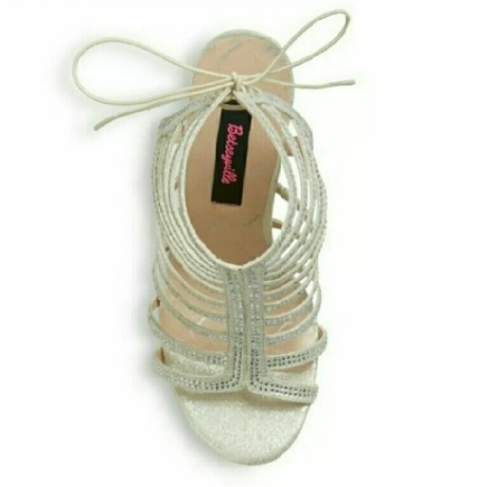 Betseyville Betsey Johnson Cagey Gladiator Crystal Rhinestone Heel Sandals - Picture 3 of 6